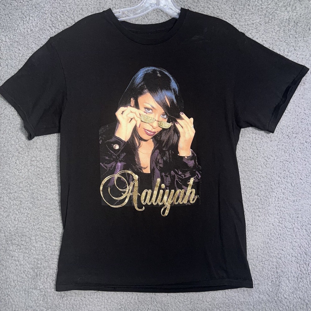 Aaliyah T Shirt Men's Size M Black Graphic‎ R&B Singer Merch Band Tee 2018